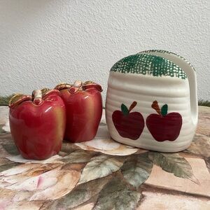 Red Apple Ceramic Napkin Holder Set